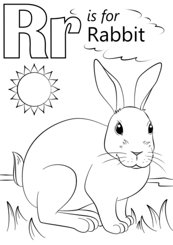 Letter R Is For Rabbit Coloring Page